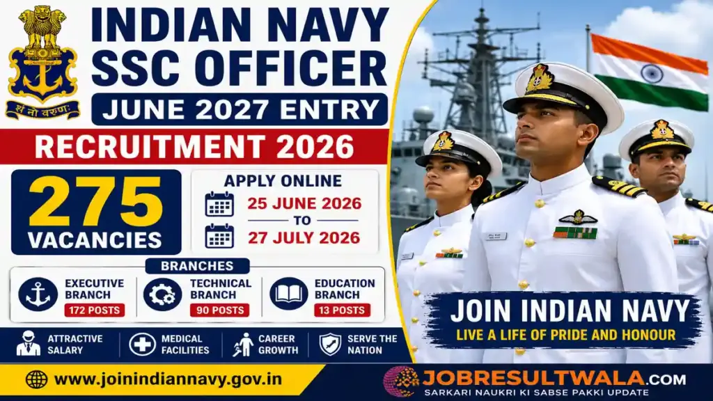 Indian Navy SSC Officer Recruitment 2026: 275 Posts, Apply Online