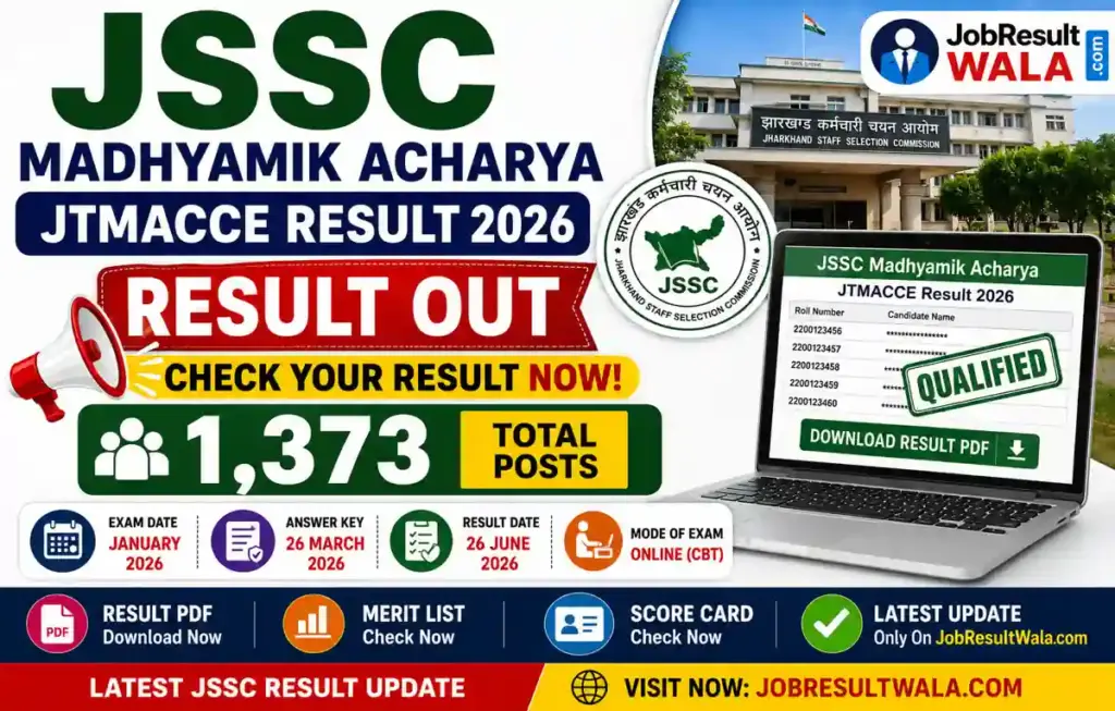 JSSC Madhyamik Acharya result 2026 Out, Download Result PDF