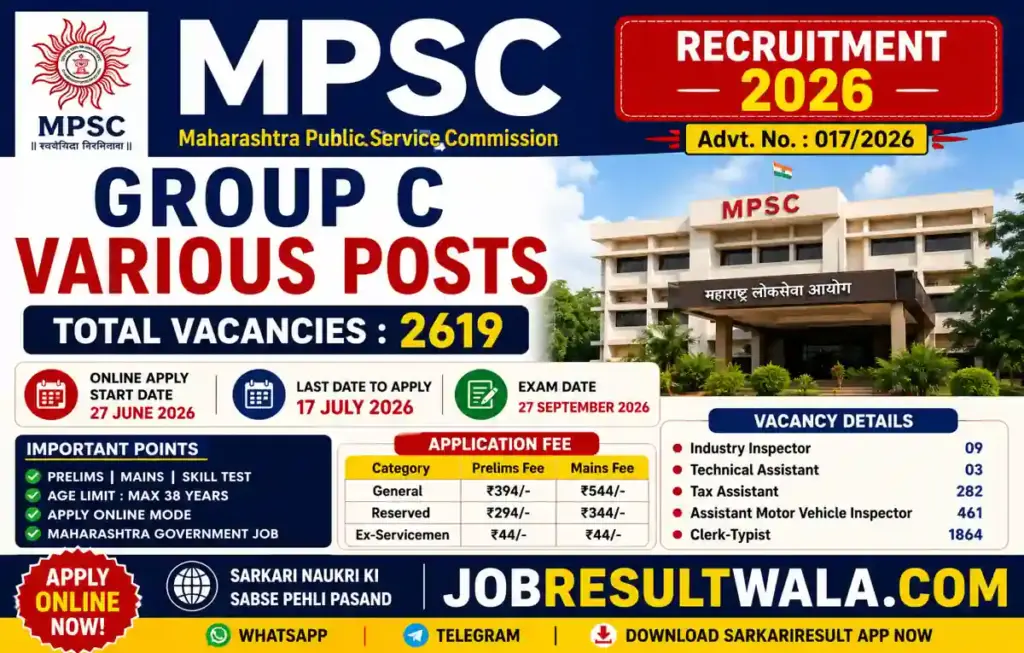 MPSC Group C Recruitment 2026: Notification Out 2619 Posts