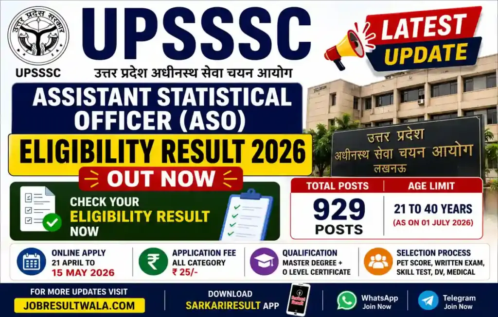 UPSSSC ASO Eligibility Result 2026 Out for 929 Posts