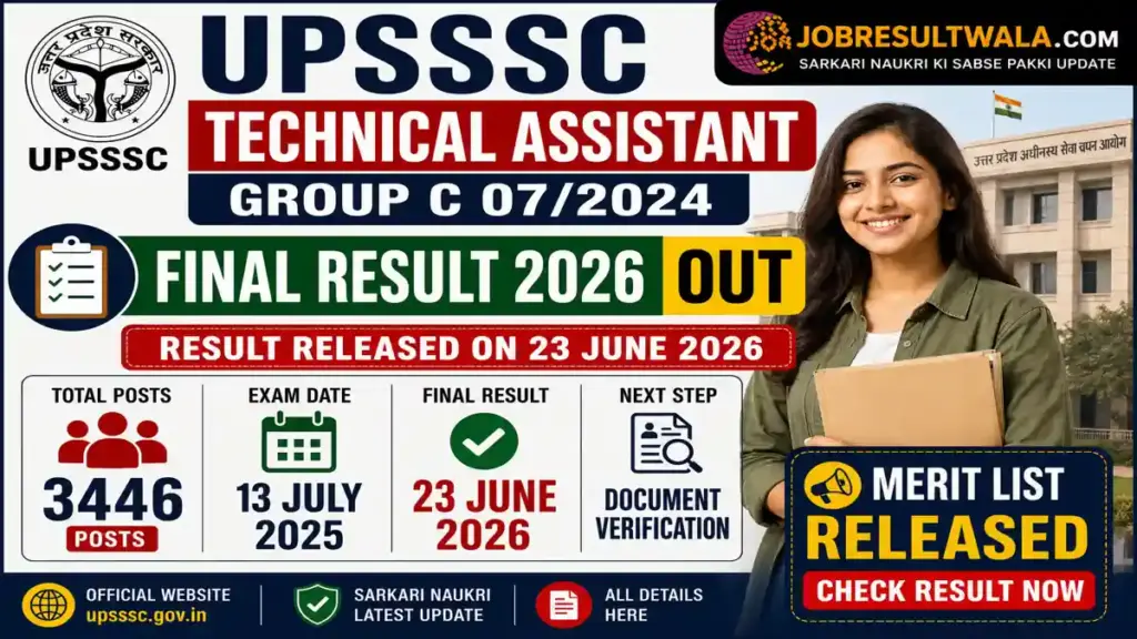 UPSSSC Technical Assistant Group C Final Result 2026 Out, Check Result PDF