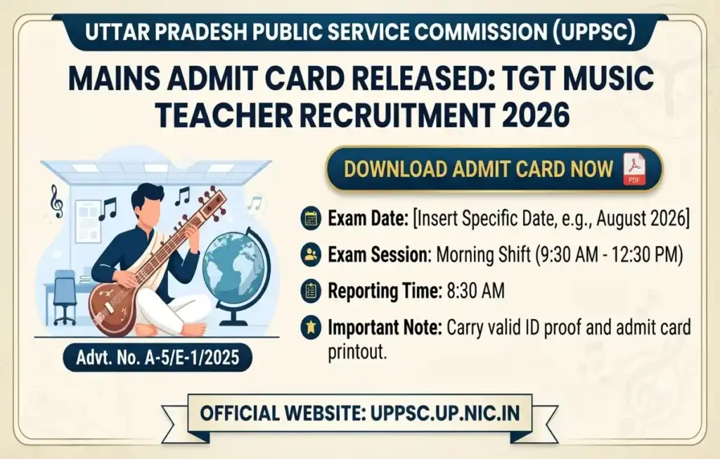 UPPSC TGT Music Mains Admit Card 2026-direct link available