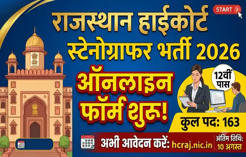 Rajasthan High Court Stenographer Recruitment 2026 -out