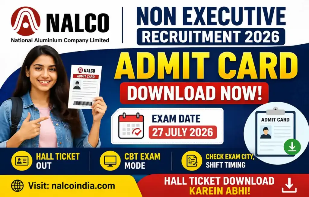 NALCO Non Executive Admit Card 2026 Download Link available