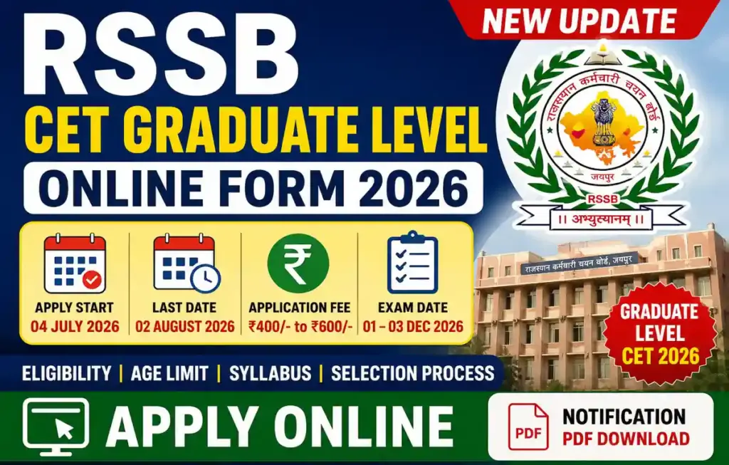 RSSB CET Graduate Level Online Form 2026 Apply Online, Notification, Eligibility, Last Date