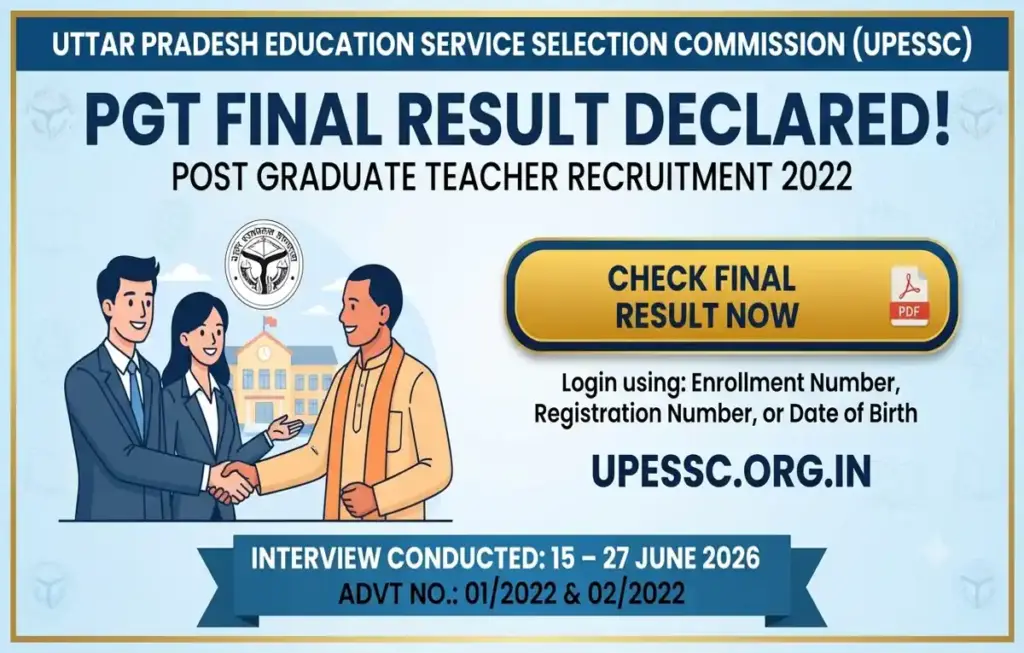 UPESSC UP PGT Final Result 2026 out find your sheet